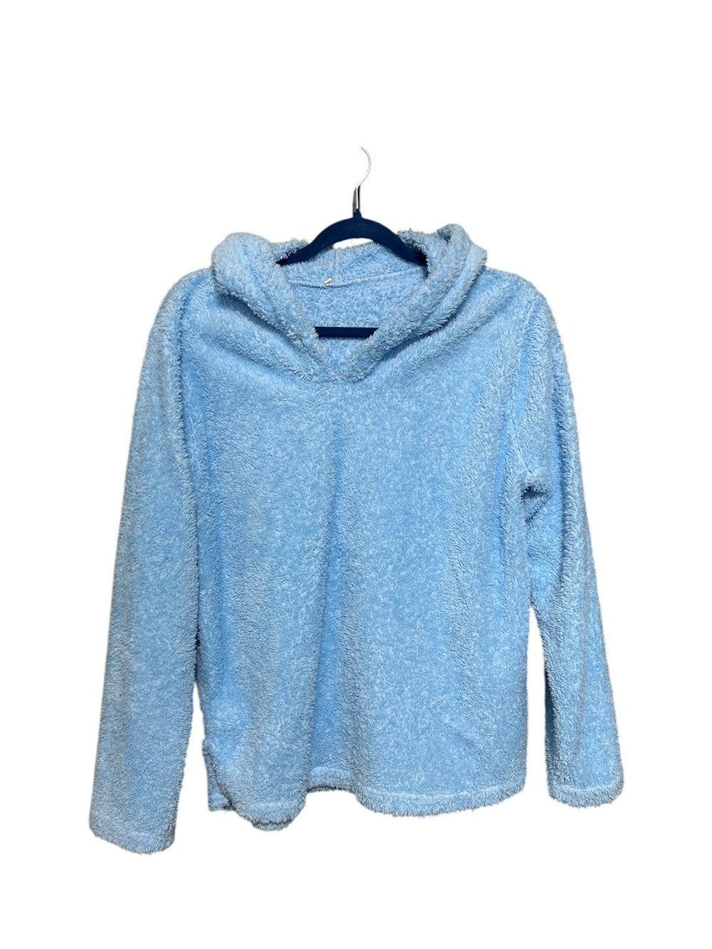 Soft and Cozy Light Blue Fuzzy Hooded Pullover Hoodie Women’s Size S